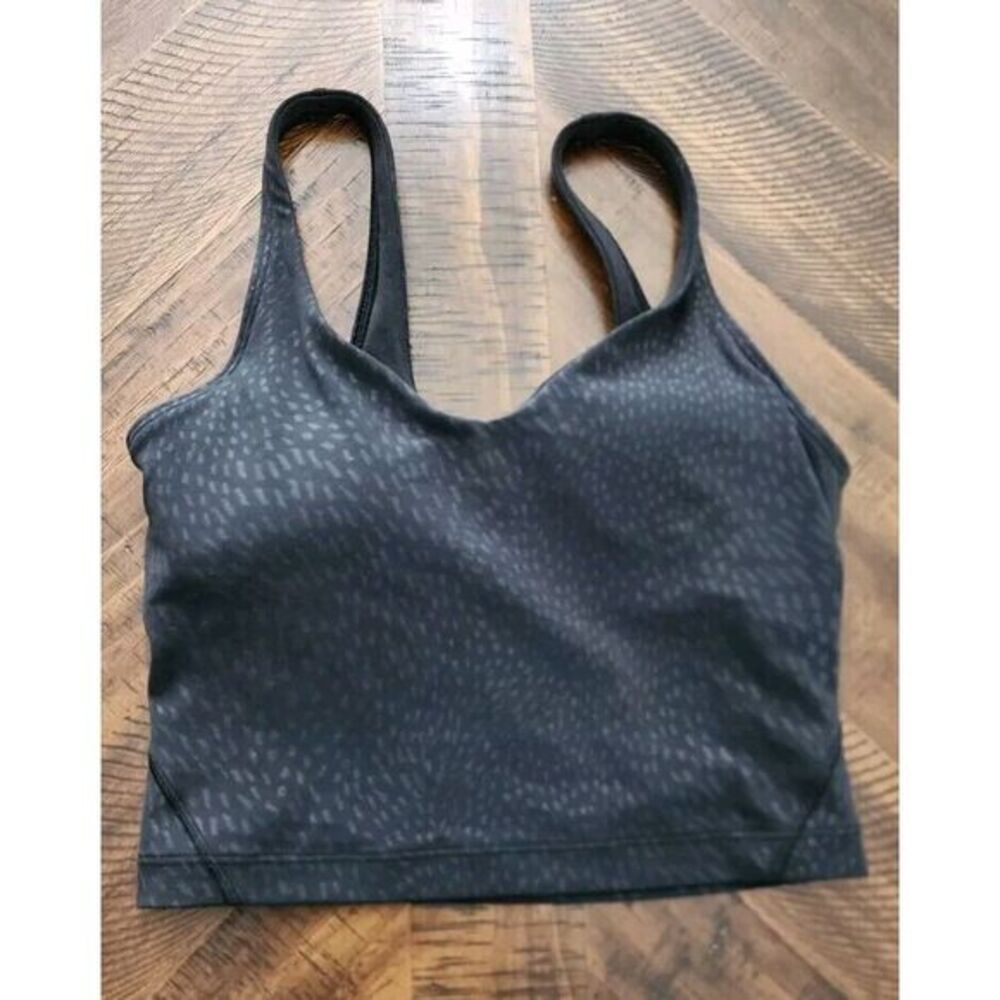 Lululemon Align Tank Top Size 2 Jewel‎ Emboss Black V Neck Built In Bra Nulu